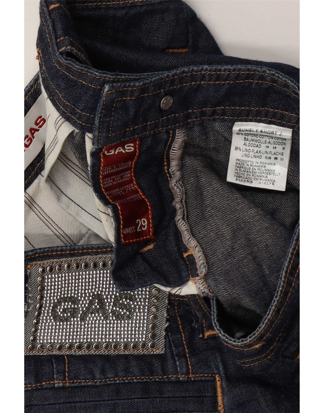 Gas denimshorts til kvinder W29 Medium marineblå bomuld