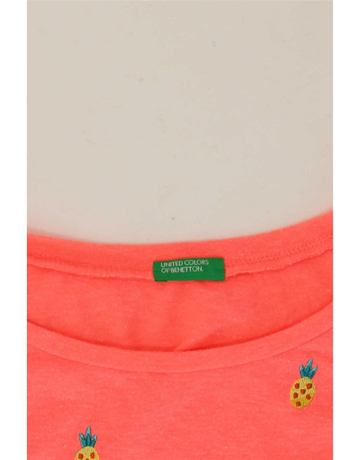 Benetton Womens Grafisk T-Shirt Top UK 14 Medium Pink