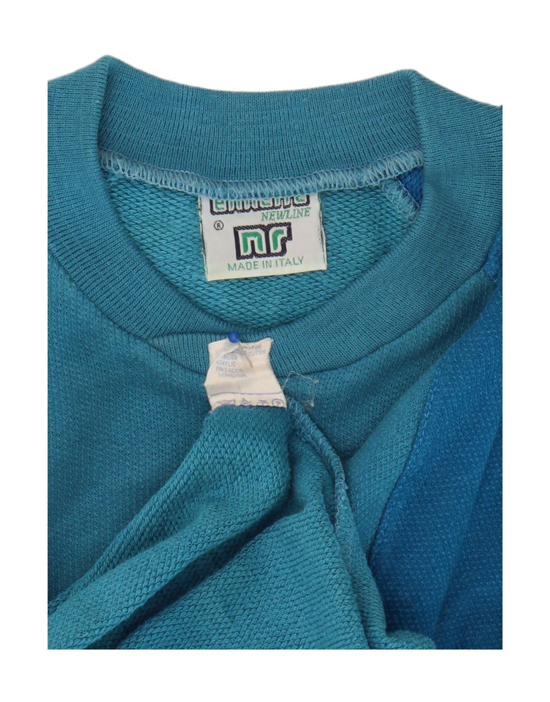 Ennerre Herre Sweatshirt Jumper Large Blue Colourblock Bomuld