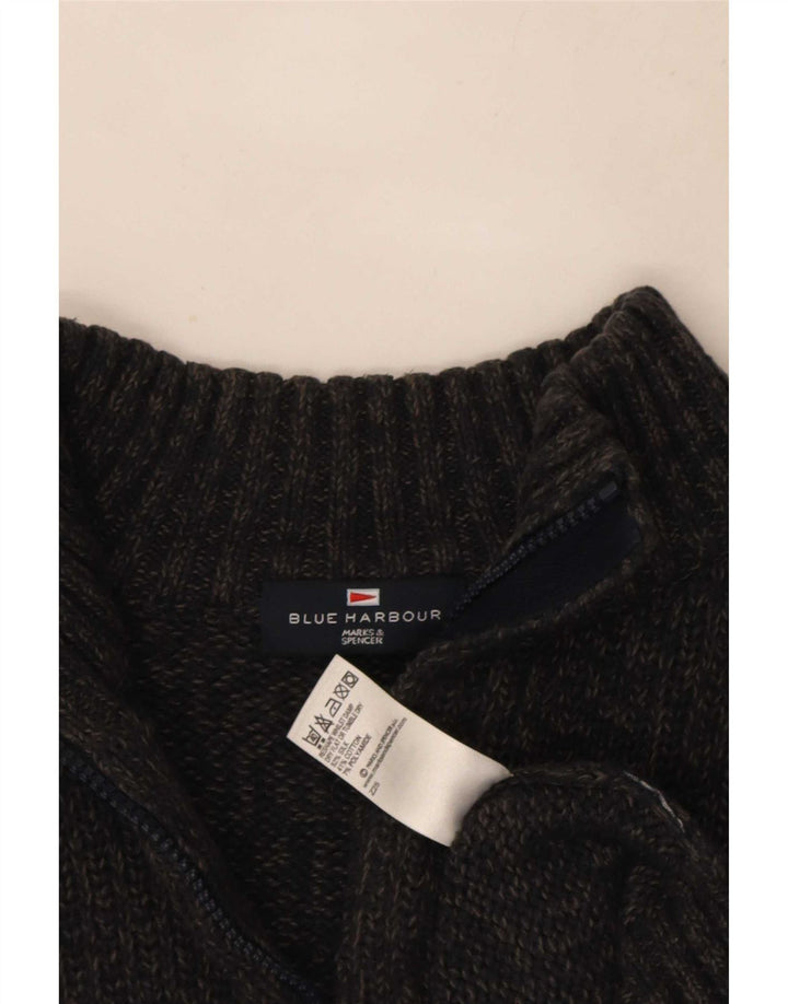 Marks & Spencer Herre Blue Harbor Zip Neck Jumper Sweater Medium Grå Silke