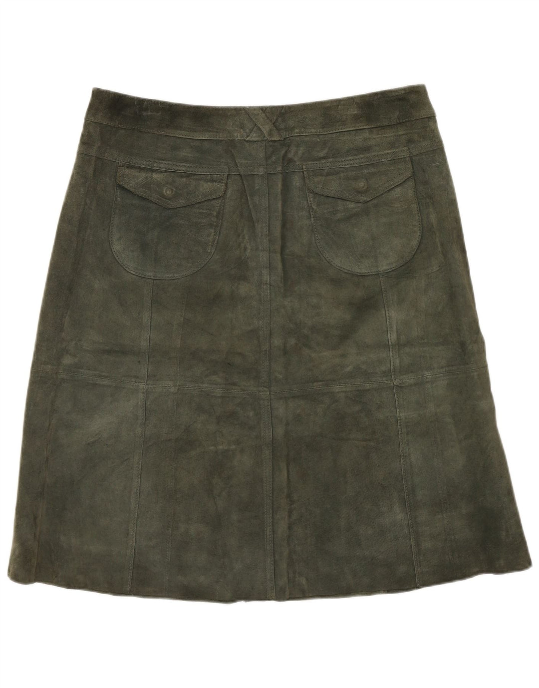 TOPSHOP Dame ruskindsnederdel UK 12 Medium W32 Khaki Læder