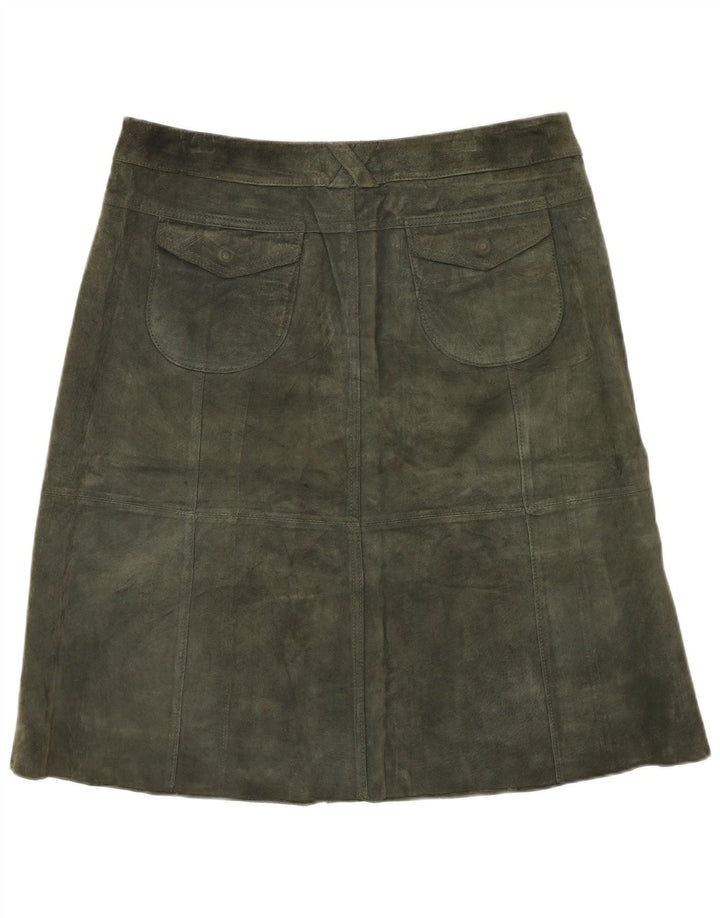 TOPSHOP Dame ruskindsnederdel UK 12 Medium W32 Khaki Læder