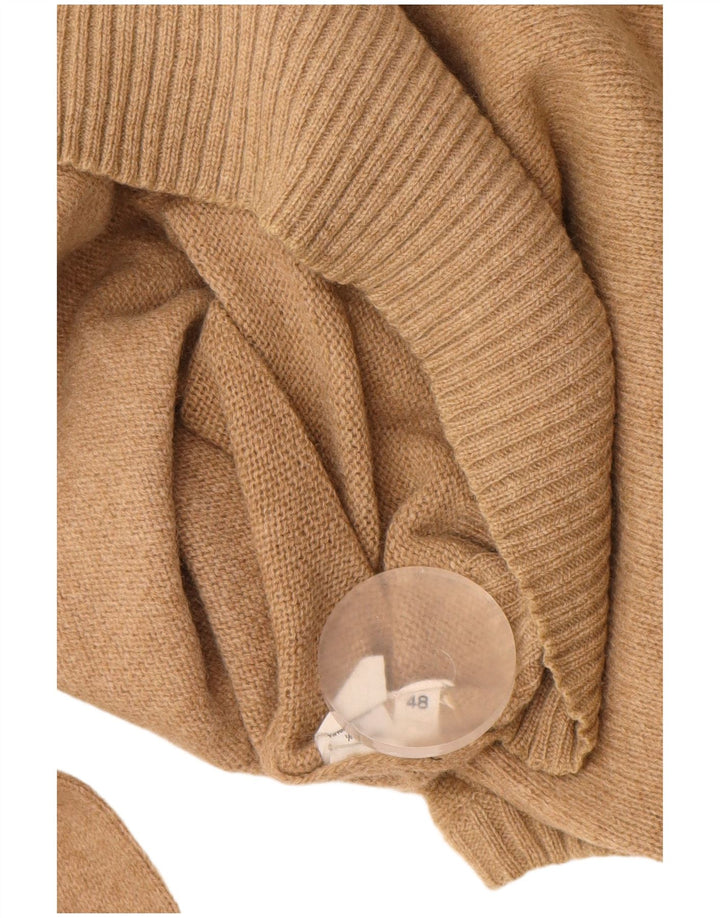 Vintage Herre V-hals sweater IT 48 Medium Beige Uld