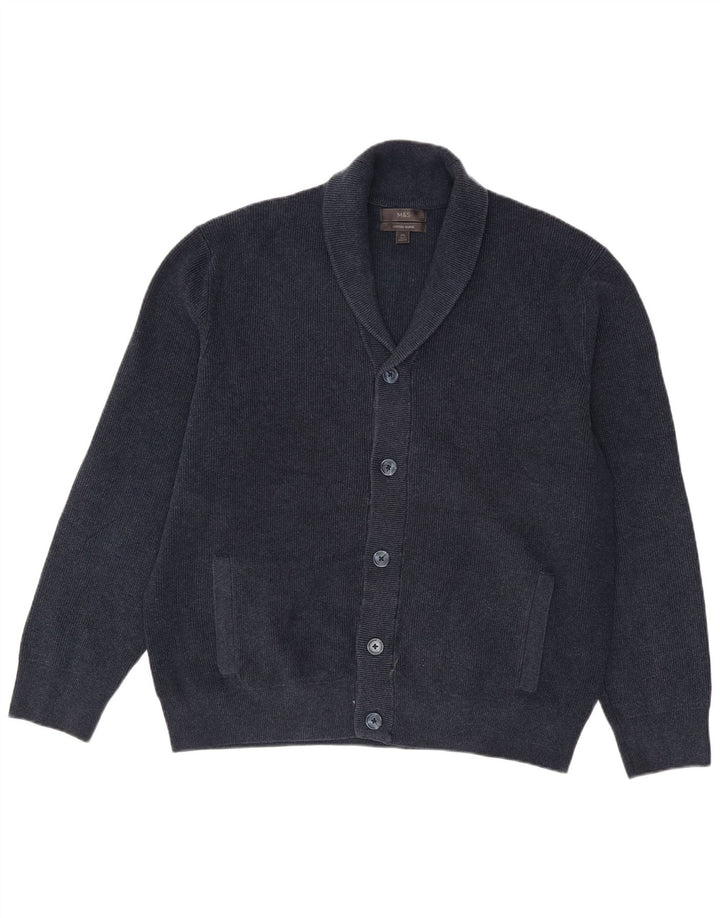 Marks & Spencer herre cardigan sweater 2XL marineblå polyester