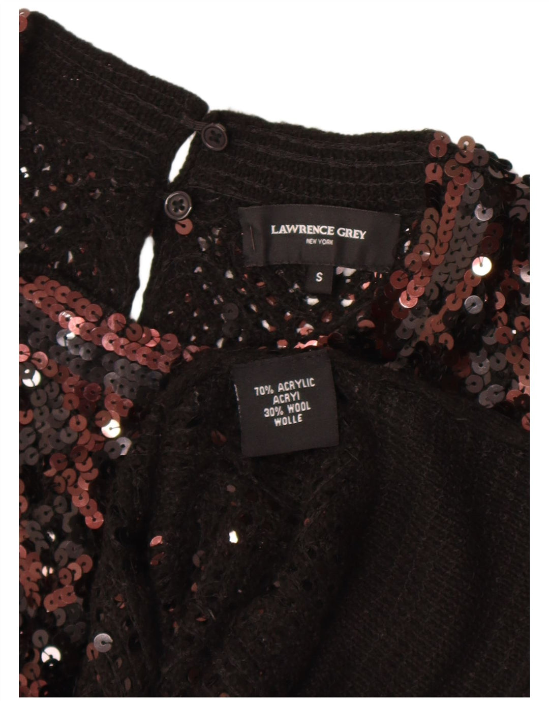 Lawrence Grey Dame 3/4-ærmet bluse Top UK 10 Small Black Acryl