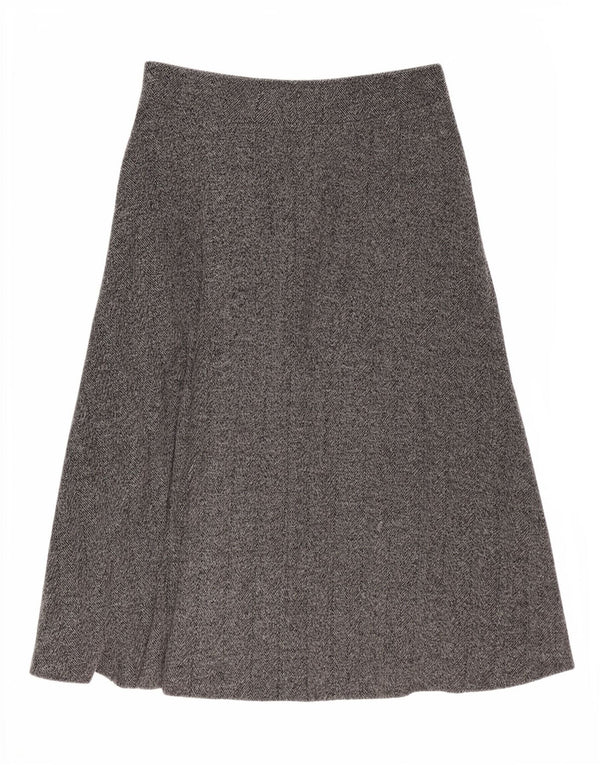Zara Dame Midi A-Line nederdel Large W32 Grey Herringbone