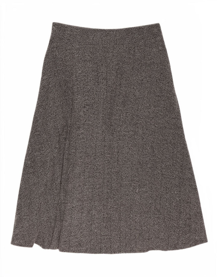 Zara Dame Midi A-Line nederdel Large W32 Grey Herringbone