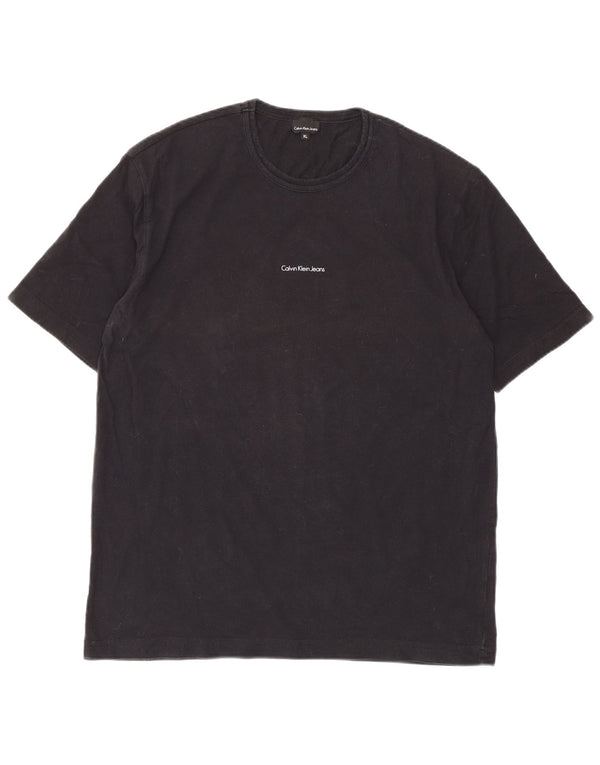 Calvin Klein Jeans Dame T-Shirt Top UK 18 XL Sort Bomuld
