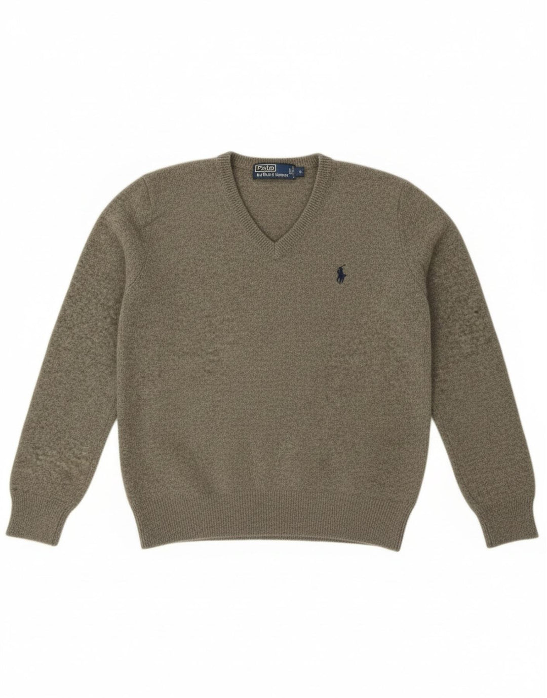Polo Ralph Lauren Dame V-hals sweater UK 10 Small Khaki Wool