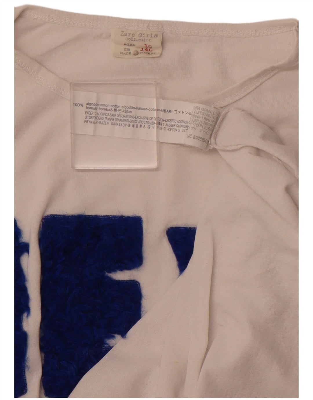 ZARA piger grafisk top langærmet 9-10 år hvid bomuld