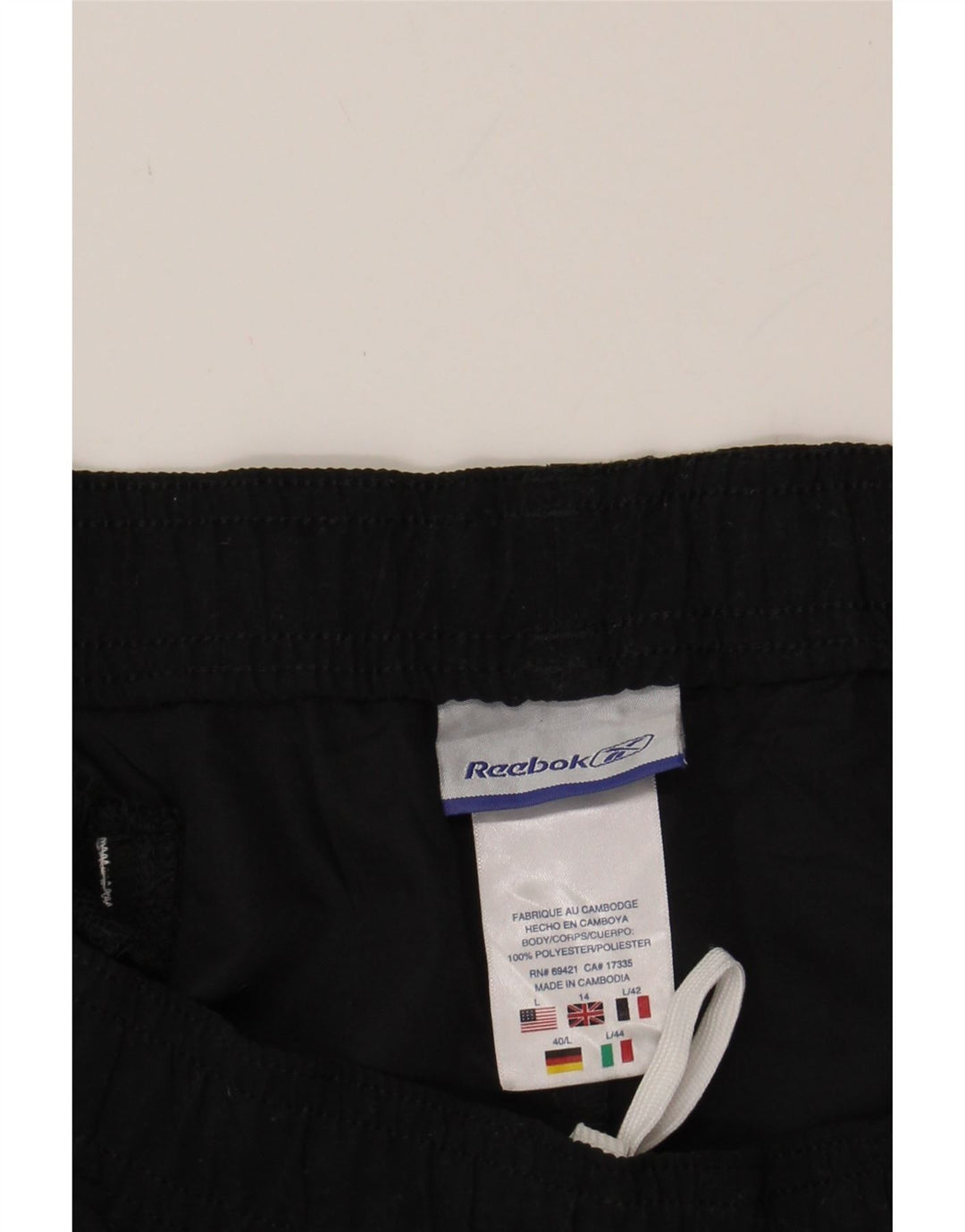 REEBOK Mens Sport Shorts Large  Black Polyester Vintage Reebok and Second-Hand Reebok from Messina Hembry 