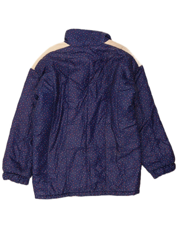 Vintage polstret damejakke IT 48 XL marineblå plettet