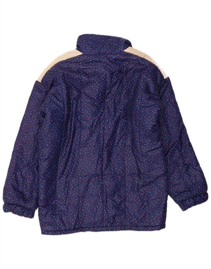 Vintage polstret damejakke IT 48 XL marineblå plettet