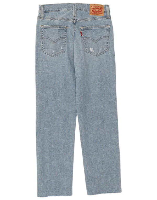 Levi's Womens 724 distressed højtaljede cropped jeans W28 L25 blå bomuld
