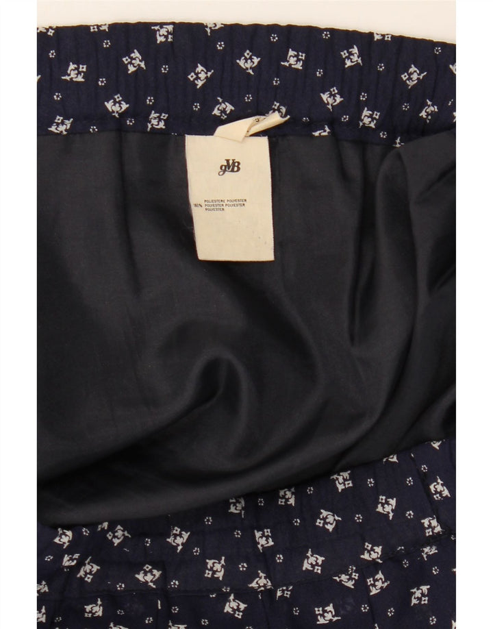 GVB Dame A-Line nederdel UK 10 Small W34 Navy Blue Floral Polyester