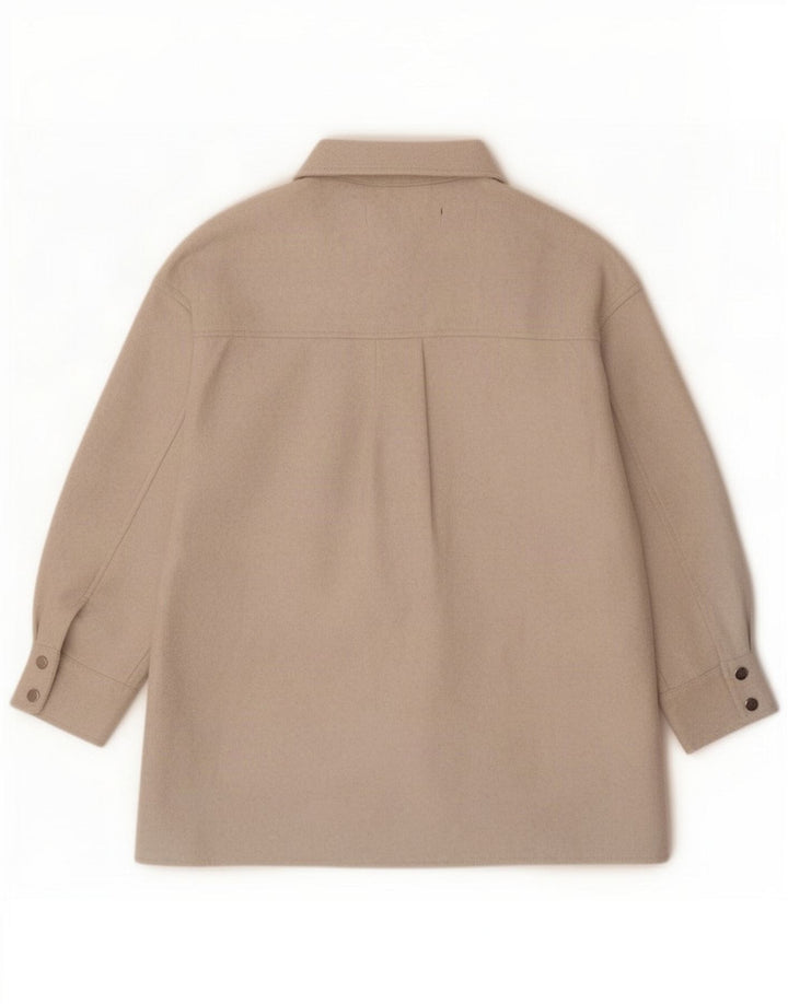 Zara Dame Oversized Shacket Jacket UK 10 Small Beige Polyester
