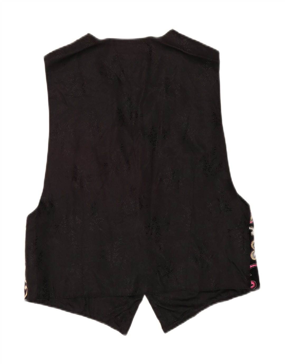 VINTAGE Womens Waistcoat UK 14 Medium Black Floral Viscose Vintage Vintage and Second-Hand Vintage from Messina Hembry 