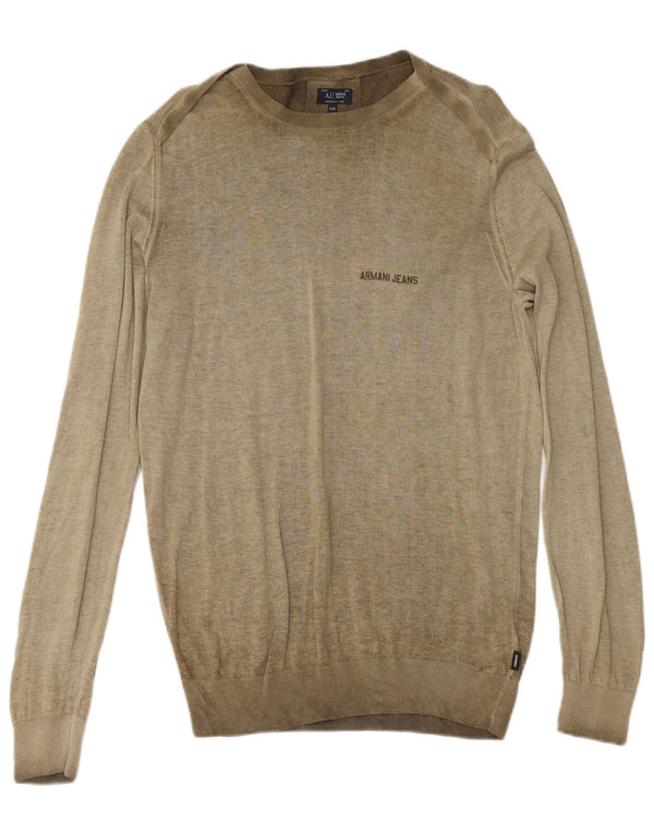 ARMANI JEANS Herre Boat Neck Jumper Sweater 2XL Khaki Bomuld