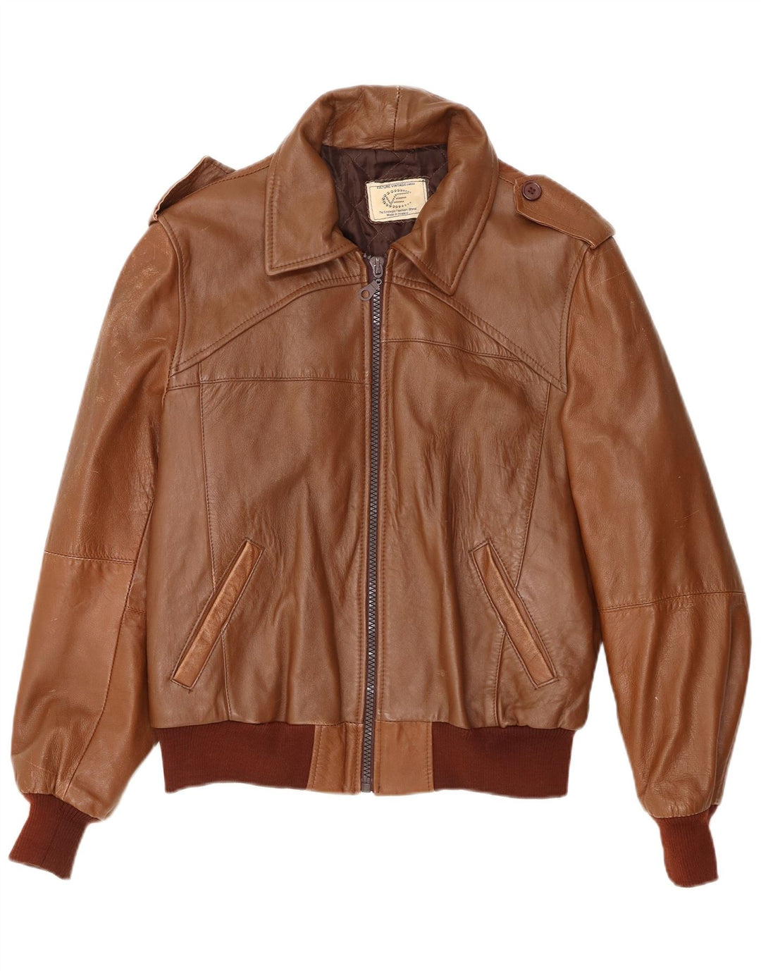 VINTAGE Military Læderjakke til mænd UK 40 Stor brunt læder