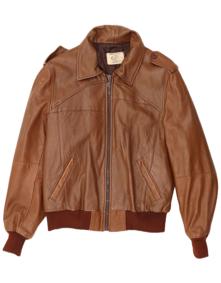 VINTAGE Military Læderjakke til mænd UK 40 Stor brunt læder