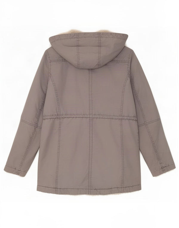 Gap Dame Hooded Parka Jacket UK 10 Small Grey Bomuld