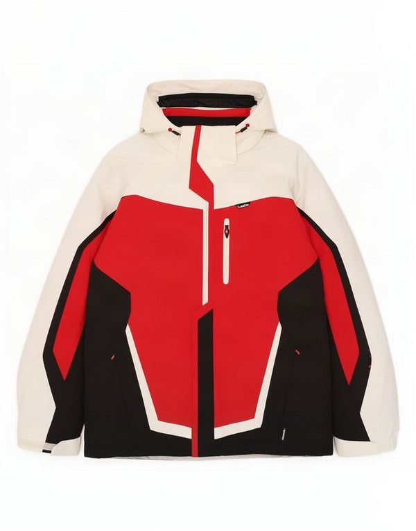Wedze Skijakke med hætte til mænd UK 42 XL Rød Colourblock Polyester