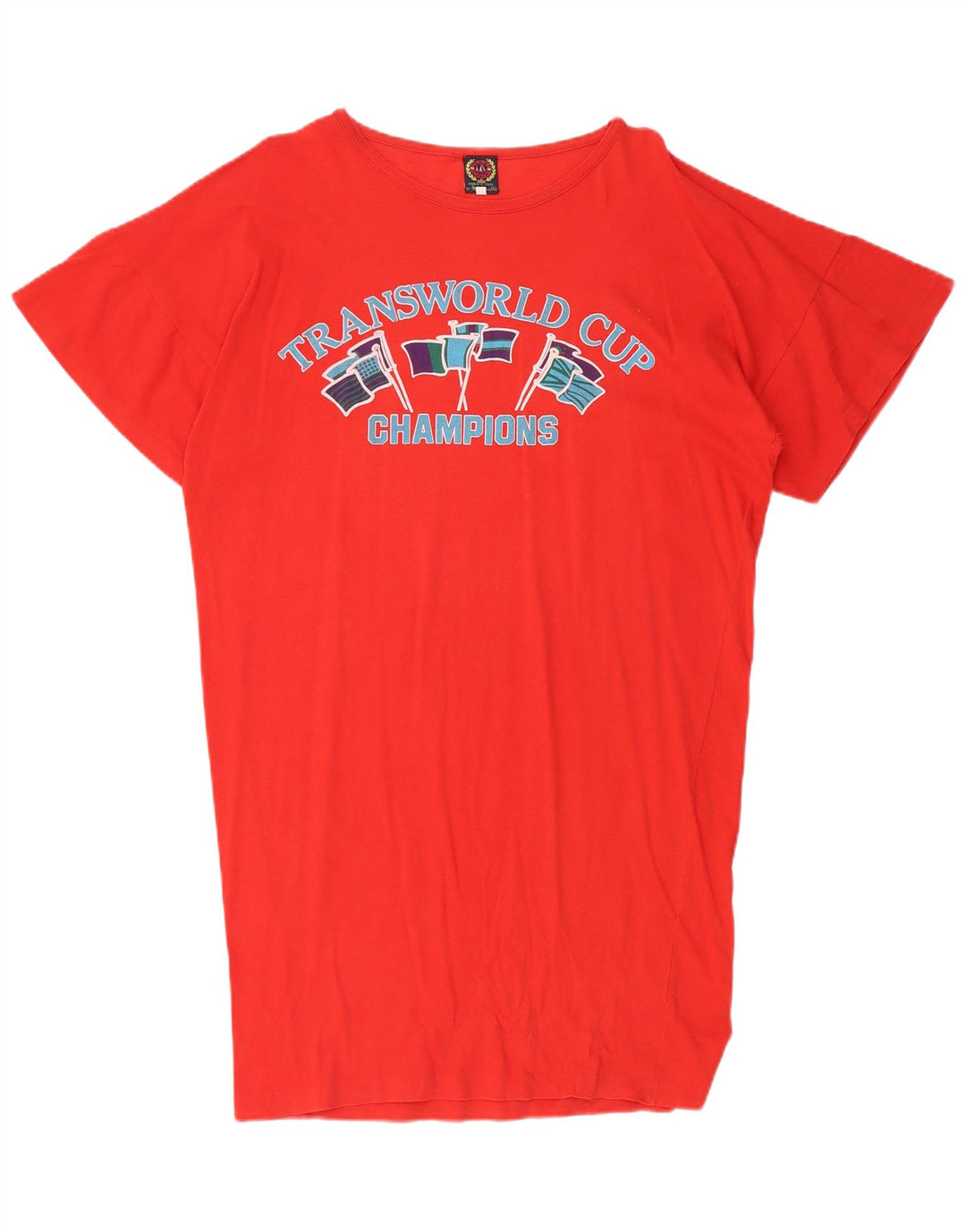 Vintage Kvinders Oversized Grafisk T-Shirt Kjole IT 42 Medium Rød Bomuld