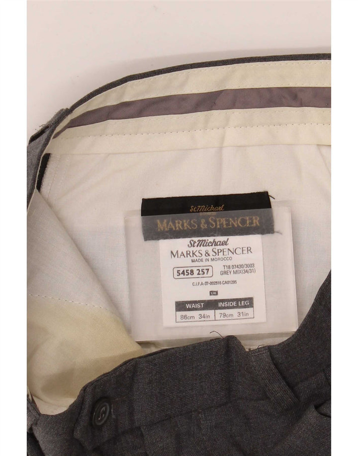 Marks & Spencer Herre Pegged Suit Bukser W34 L31 Grå Polyester