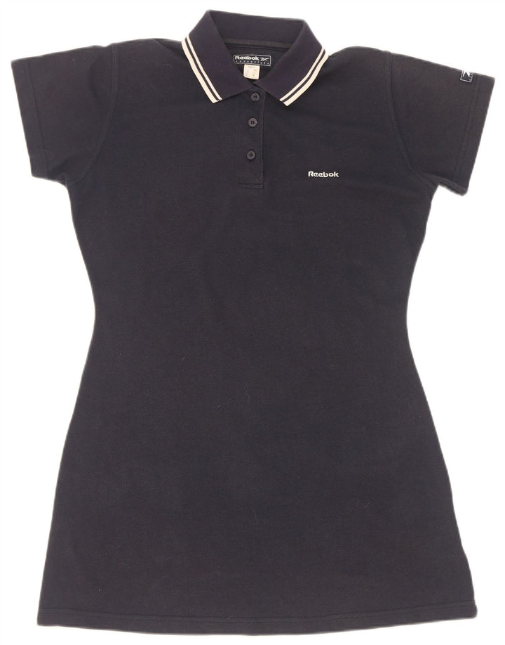 Reebok Dame Polo Dress UK 12 Medium Navy Blue Polyester