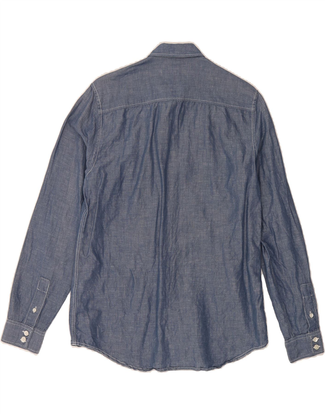 LYLE & SCOTT Mens Shirt Medium Navy Blue Linen Vintage Lyle & Scott and Second-Hand Lyle & Scott from Messina Hembry 
