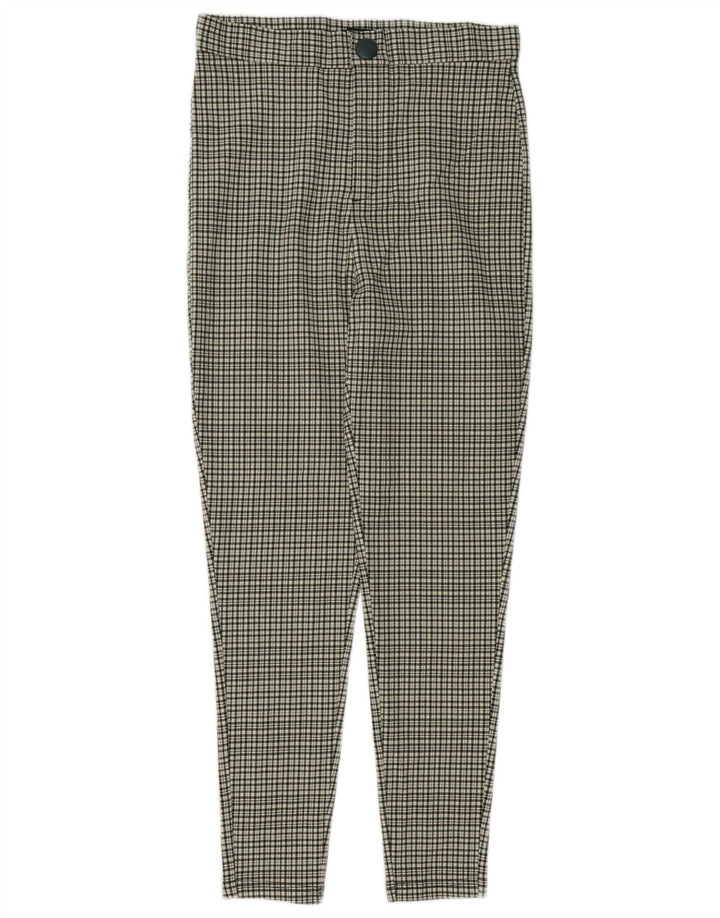 Zara Dame Højtalje Casual Bukser Medium W28 L27 Flerfarvet Gingham