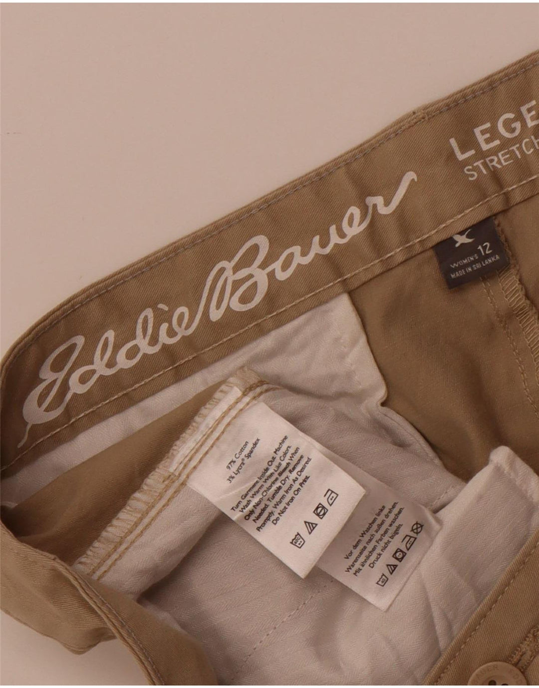 Eddie Bauer Dame Chino Shorts US 12 Large W34 Beige Bomuld