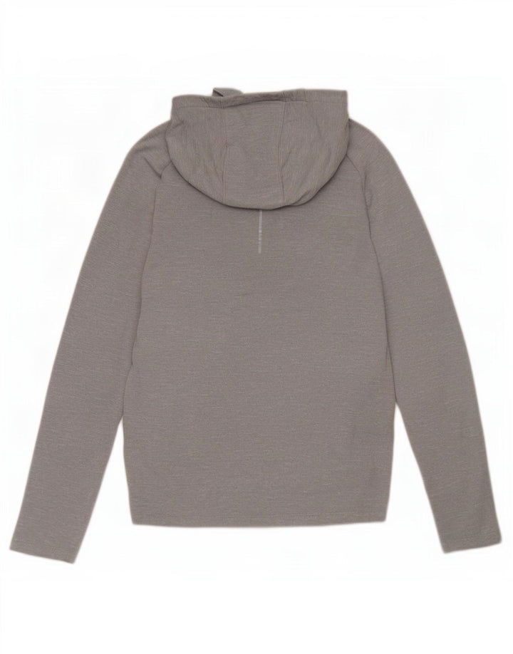 Nike Dri Fit hættetrøje til mænd med lange ærmer mellemgrå flækket polyester