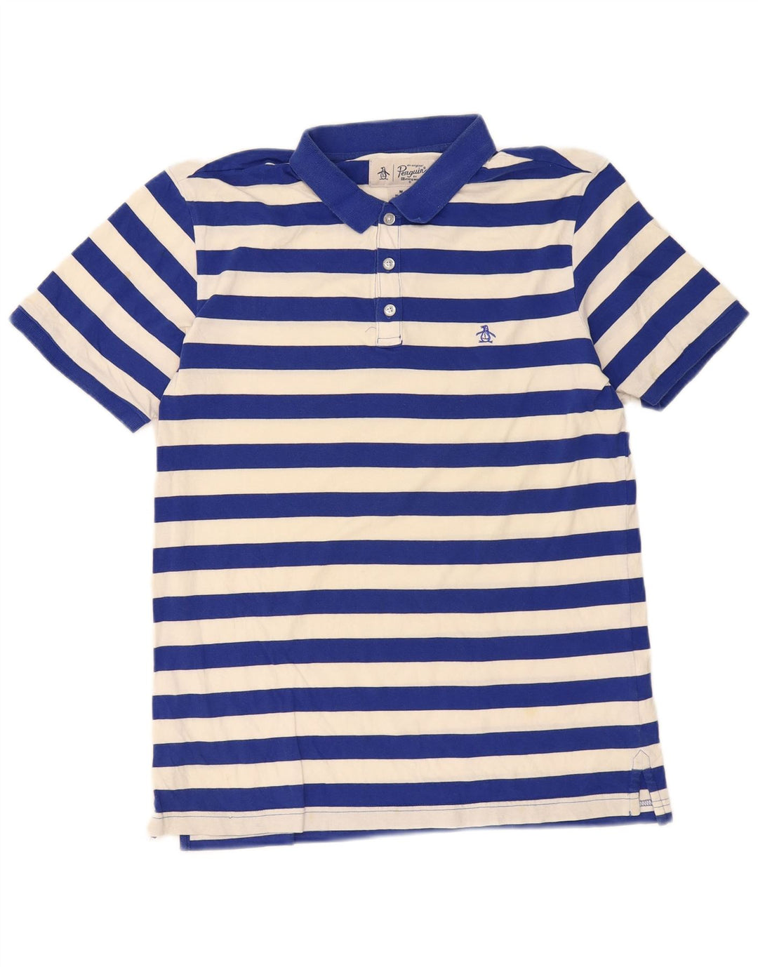 Penguin Herre Regular Fit Polo Shirt Medium Blå Stribet Bomuld