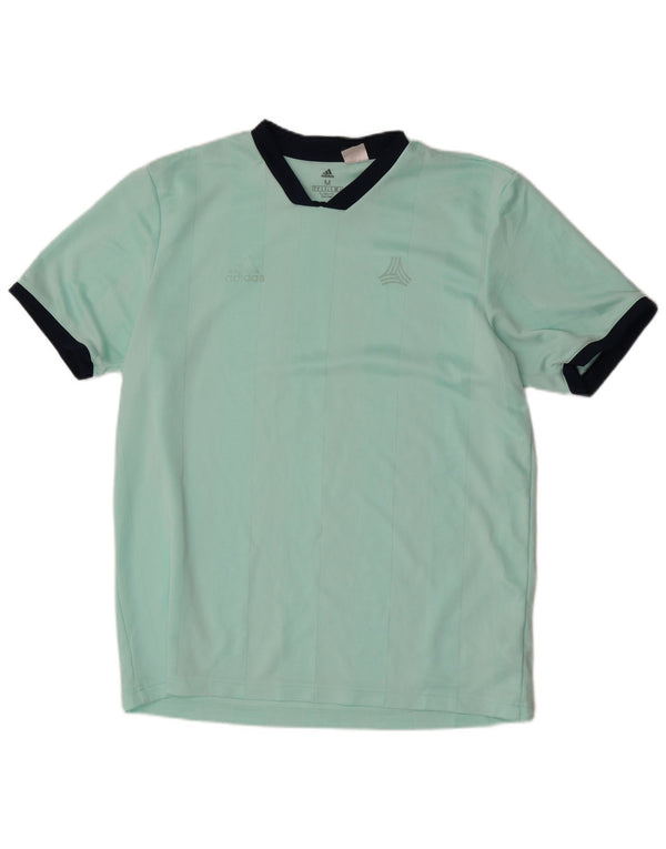 Adidas Herre Climalite T-shirt Top Medium turkis stribet polyester