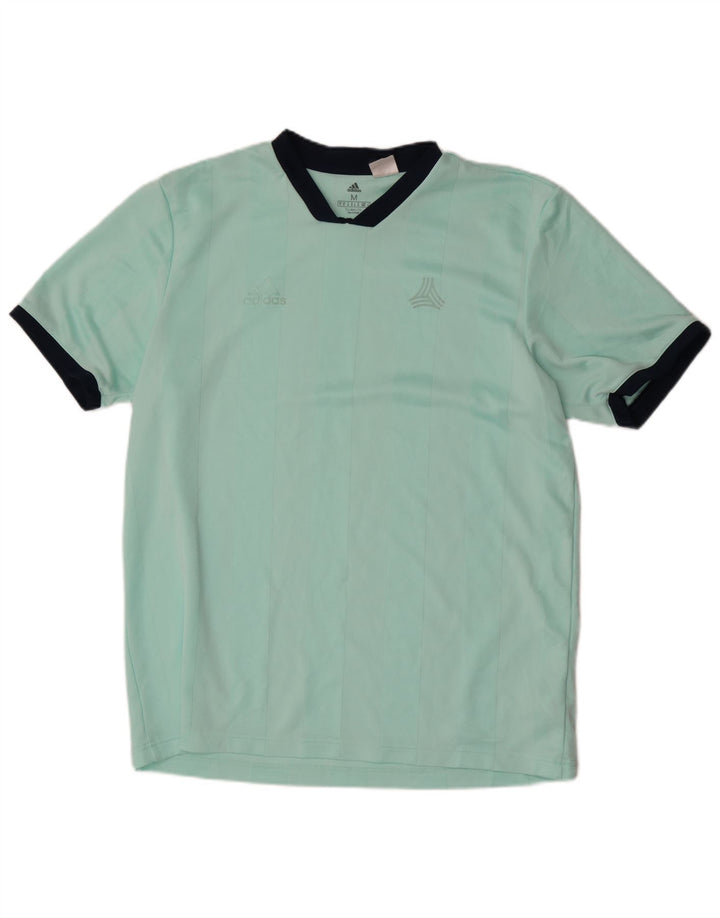 Adidas Herre Climalite T-shirt Top Medium turkis stribet polyester