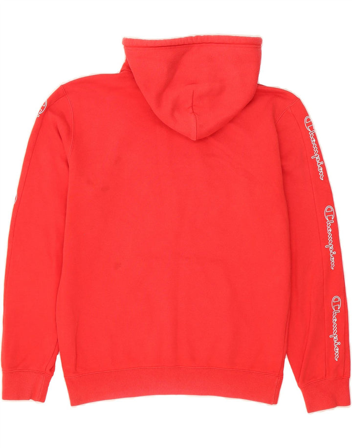 CHAMPION Mens Graphic Hoodie Jumper Small Red Cotton Vintage Champion and Second-Hand Champion from Messina Hembry 