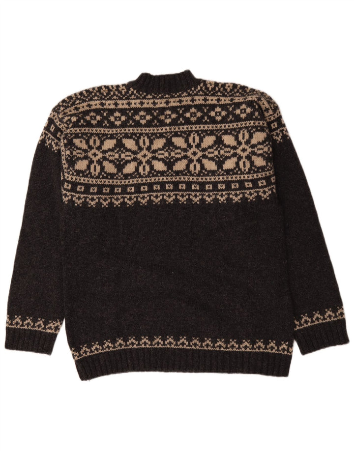 Cottonfield Herre Turtle Neck Jumper Sweater XL Grå Fair Isle Wool