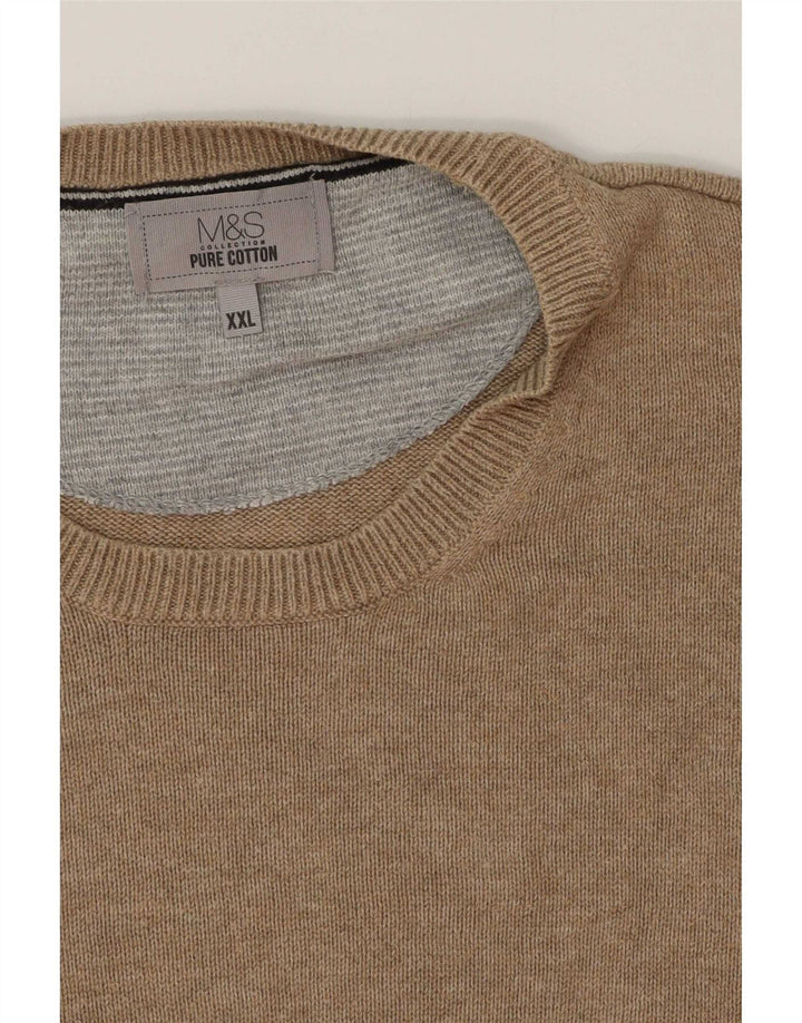 Marks & Spencer Herre sweater med rund hals 2XL beige bomuld