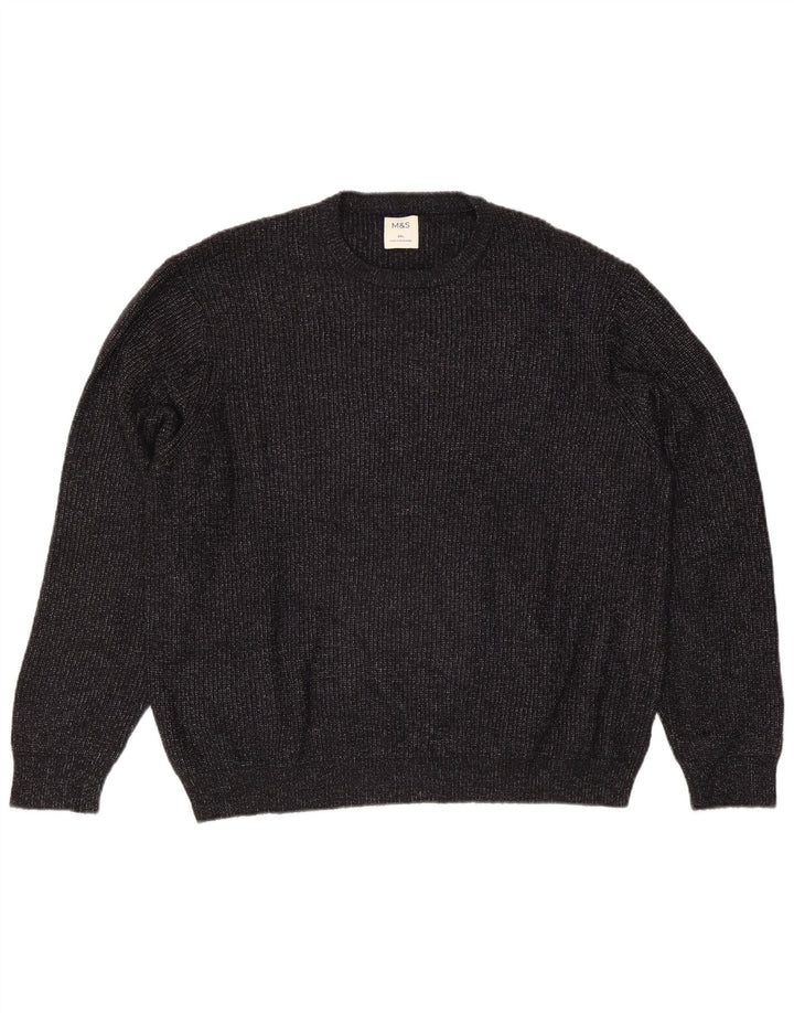 Marks & Spencer Herre sweater med rund hals 2XL Navy Blue Flecked