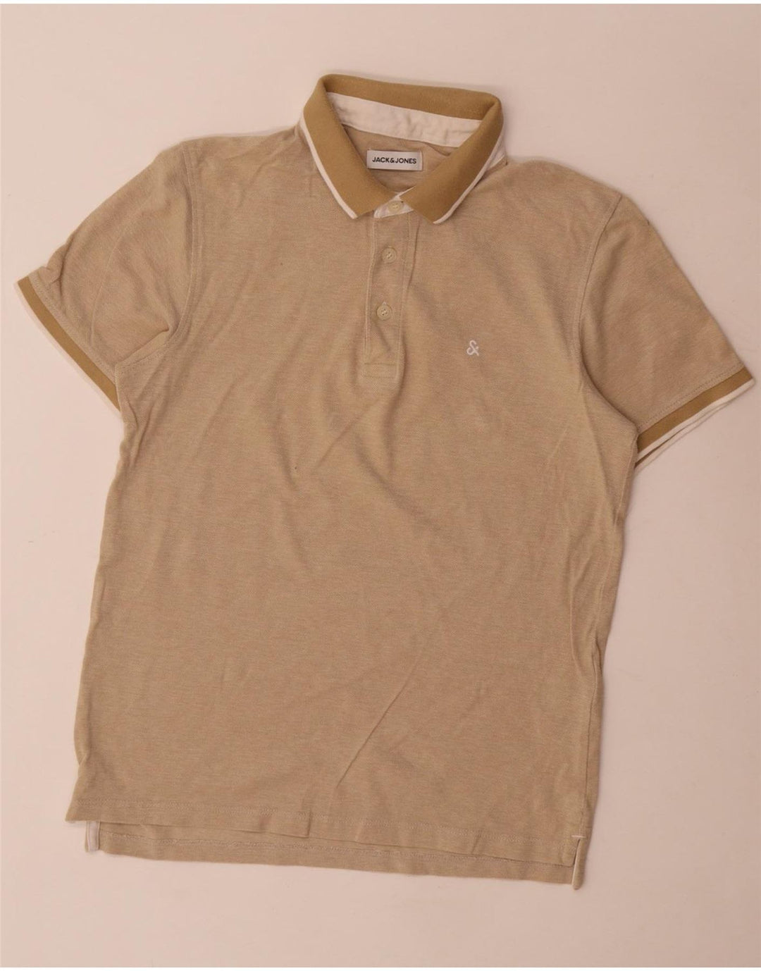 Jack & Jones herre poloskjorte lille beige bomuld