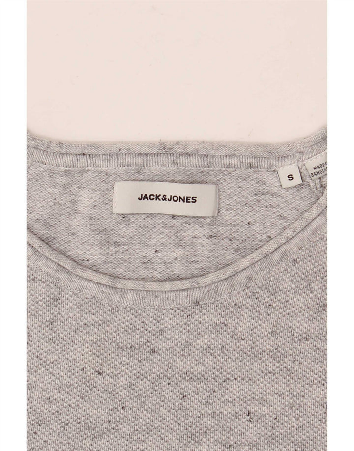 Jack & Jones herre sweater med rund hals, lille grå flækket