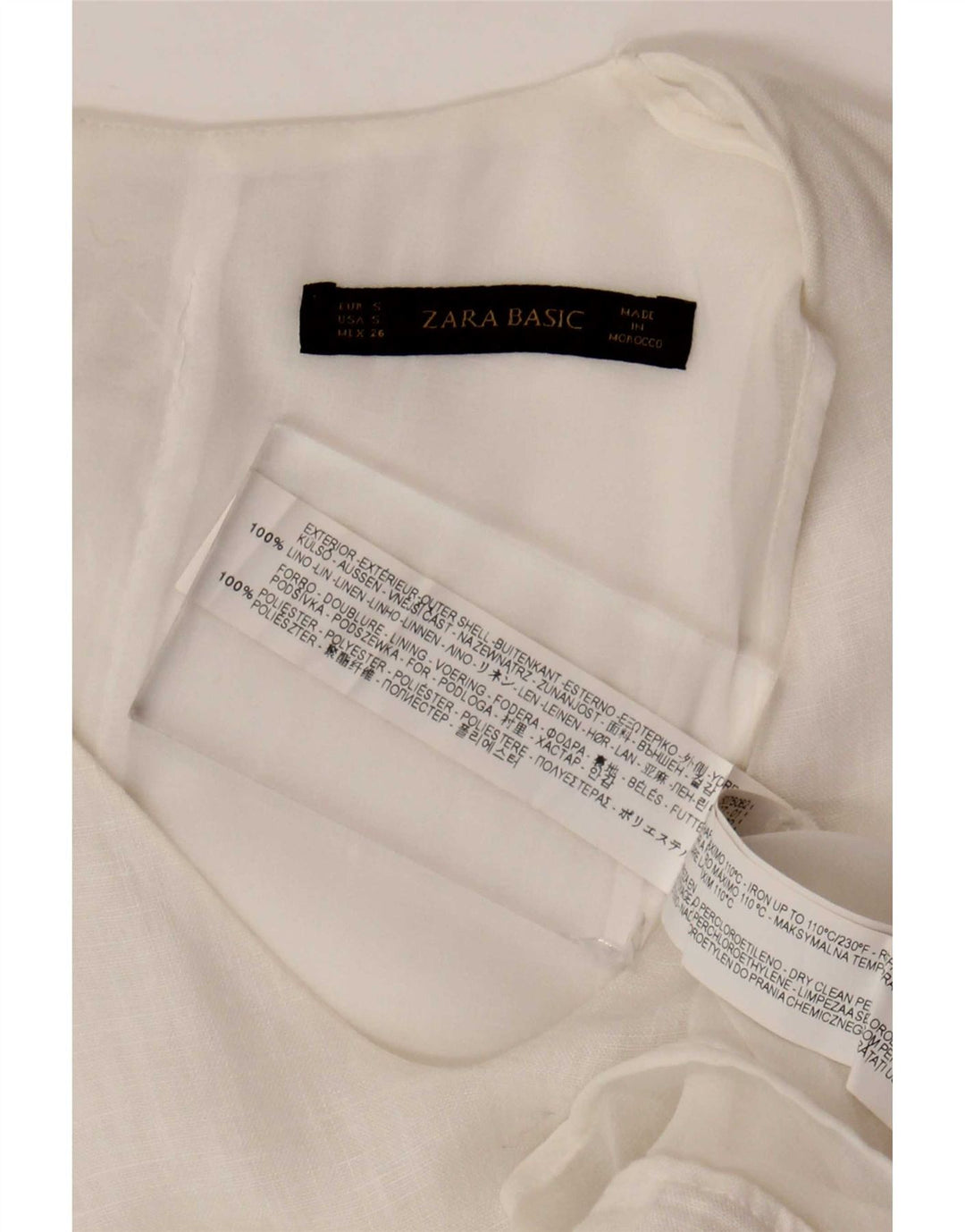 Zara Dame Ærmeløs Shift Dress UK 10 Small White Linen