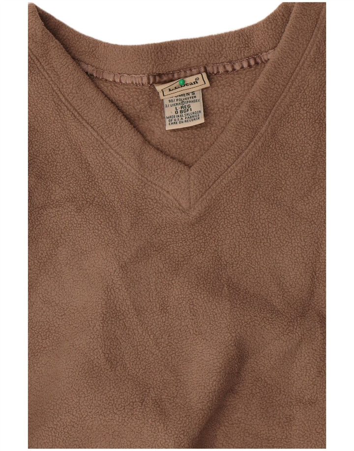 L.L.Bean Dame Fleece Jumper UK 16 Stor Beige Polyester