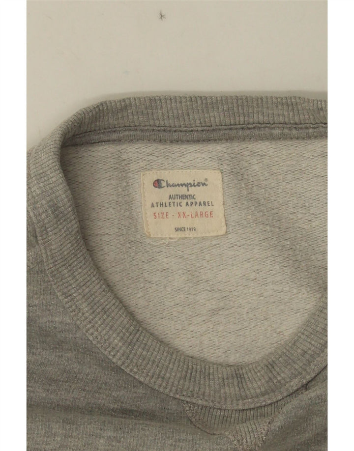 Champion Herre Grafisk Sweatshirt Jumper 2XL Grå Flecked