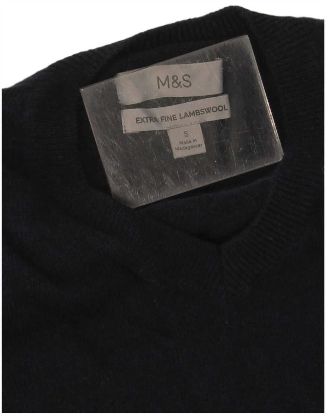Marks & Spencer Herre V-hals sweater lille marineblå uld