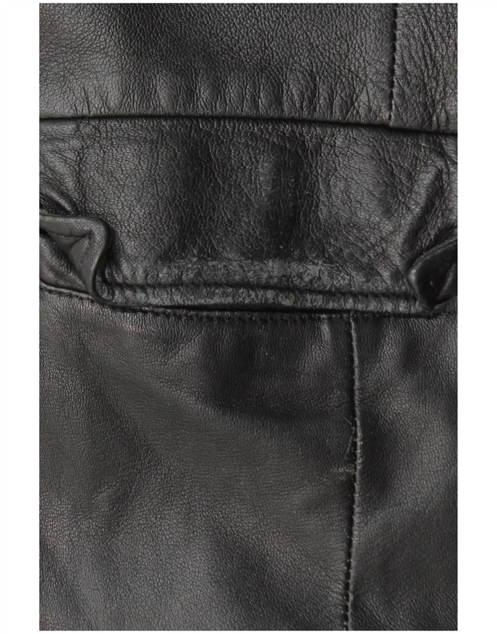 VINTAGE læderfrakke til kvinder UK 18 XL sort læder