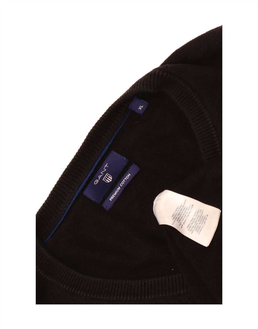 Gant Herre V-hals sweater XL sort bomuld