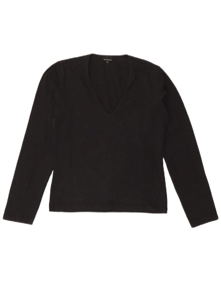 CALVIN KLEIN JEANS Dame Top Langærmet UK 18 XL Sort