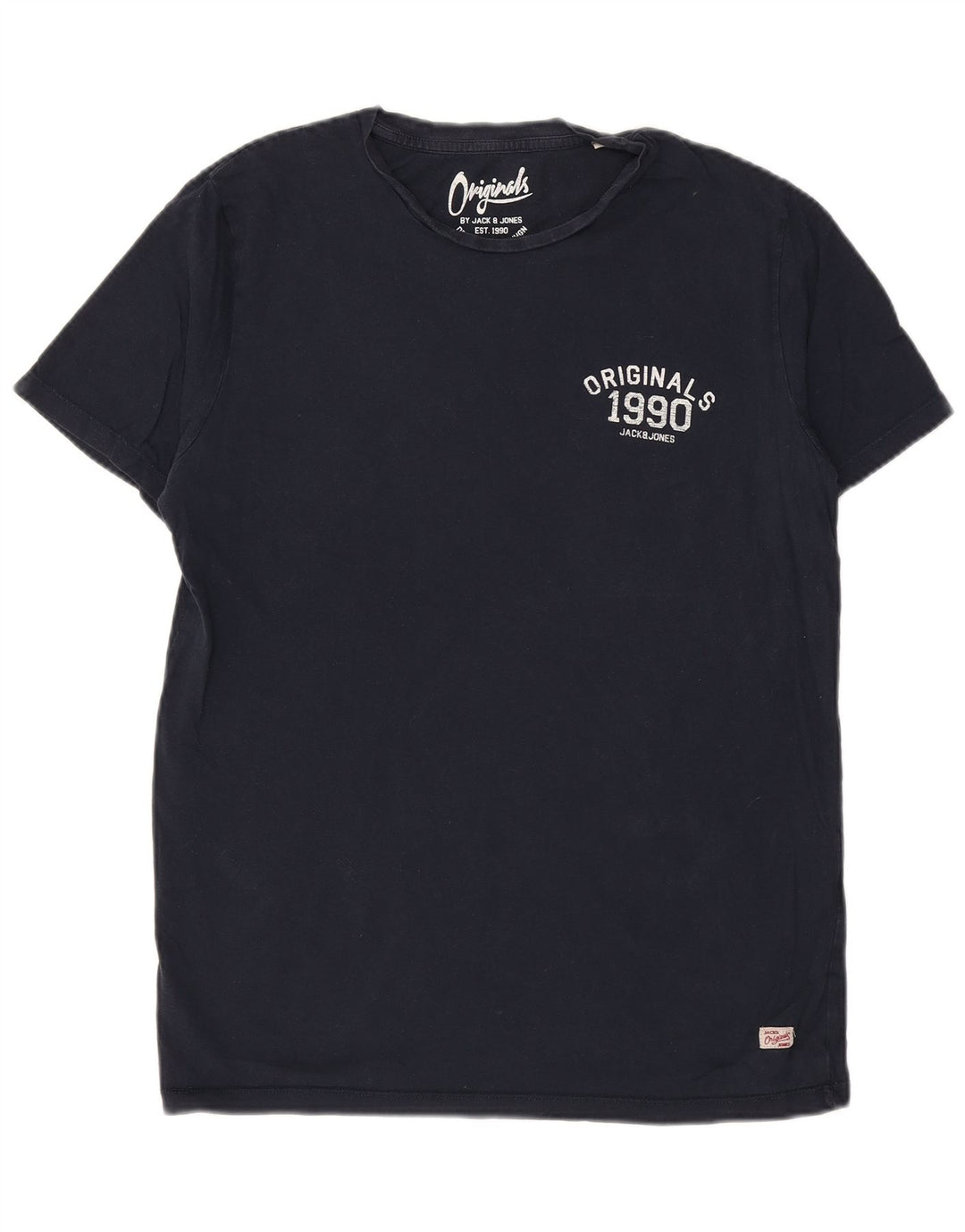 JACK & JONES Herre grafisk T-shirt Top Stor marineblå bomuld